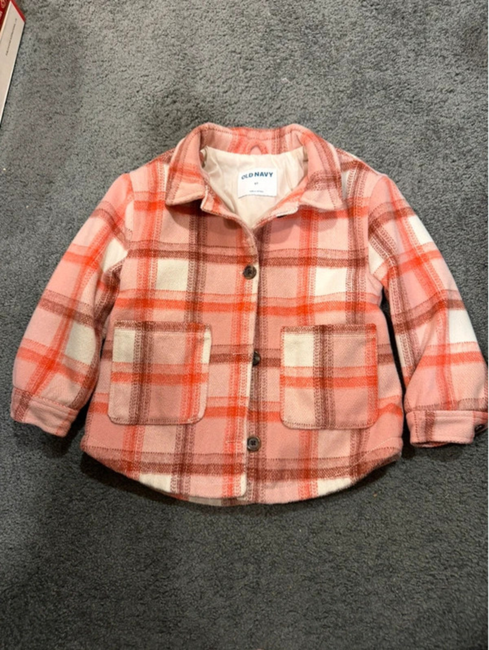 Old Navy Toddler Girls Pink Plaid Shirt Jacket Shacket Size 5T